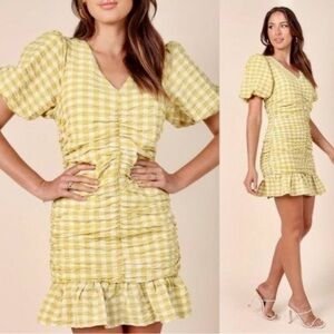 NWT Petal & Pup Gingham Puff Sleeve Mini Dress